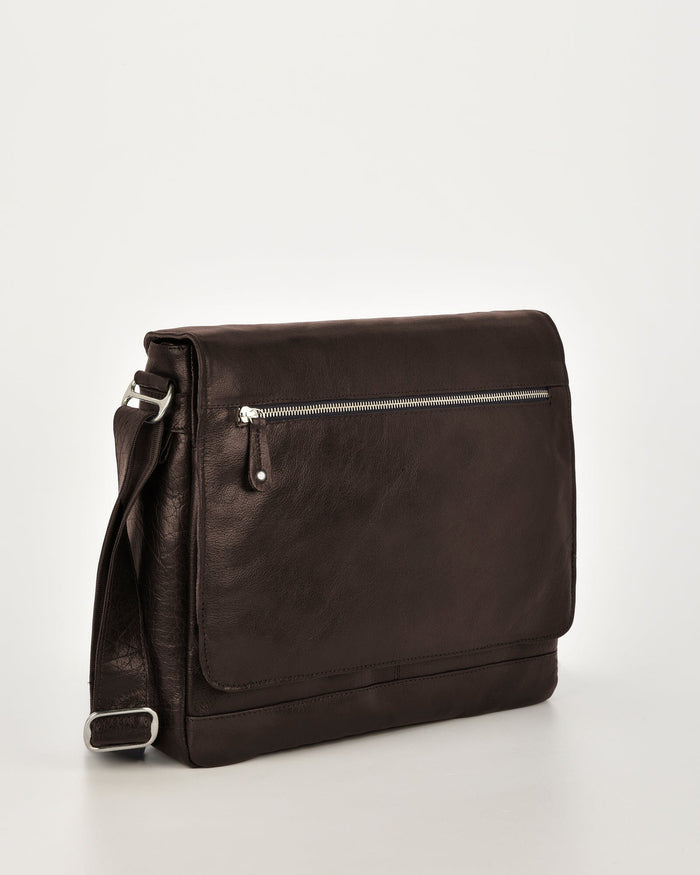 Declan Leather Laptop Bag - Chocolate