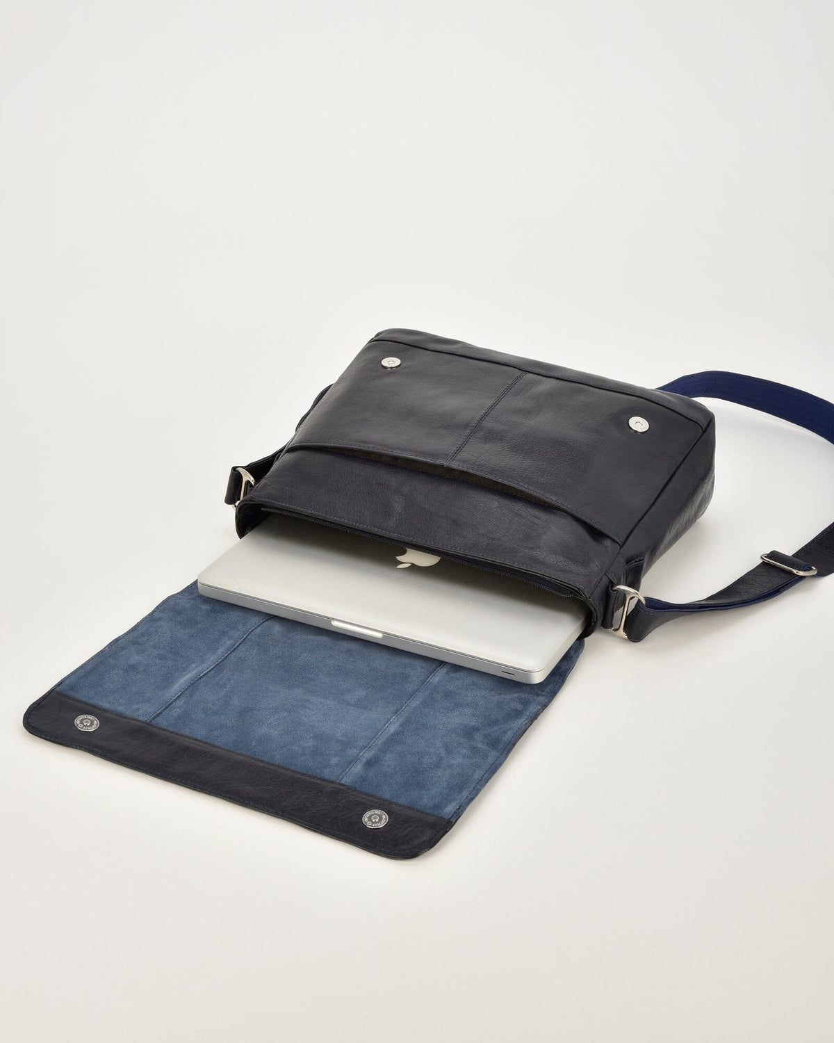 Declan Leather Laptop Bag - Navy