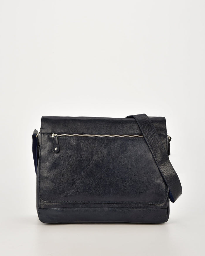 Declan Leather Laptop Bag - Navy