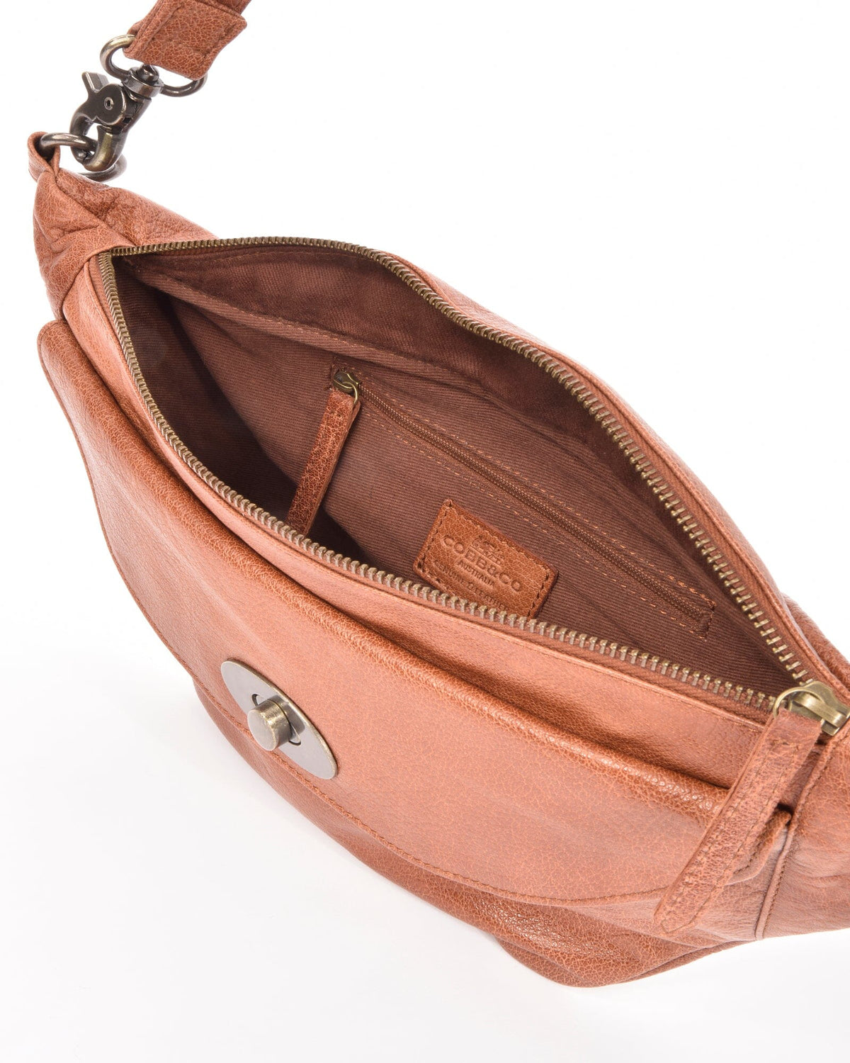 Dickson Leather Crossbody Bag With Turnlock - Cognac