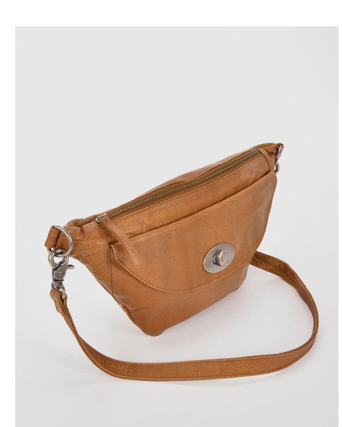 Dickson Leather Crossbody Bag With Turnlock - Tan