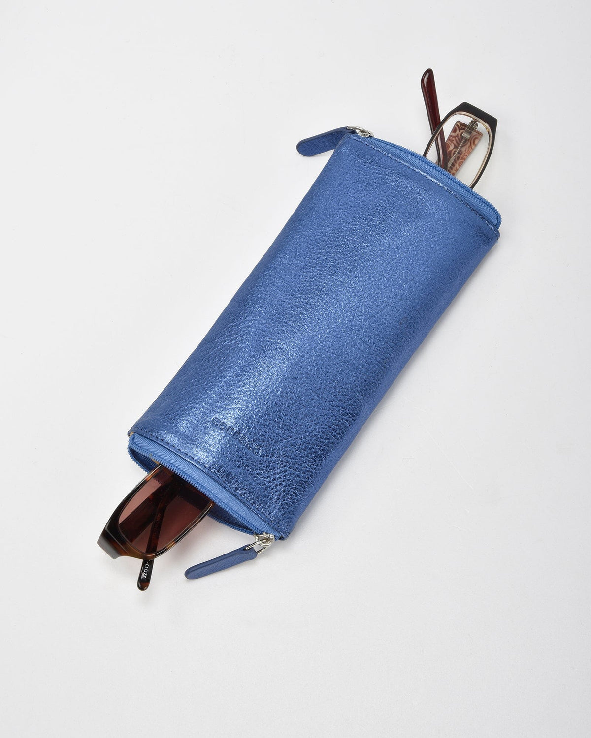 Dublin Glasses Soft Leather Double Sided Case - Metallic Blue COBB & CO 