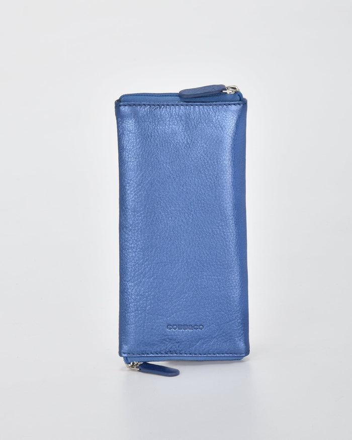 Dublin Glasses Soft Leather Double Sided Case - Metallic Blue COBB & CO 