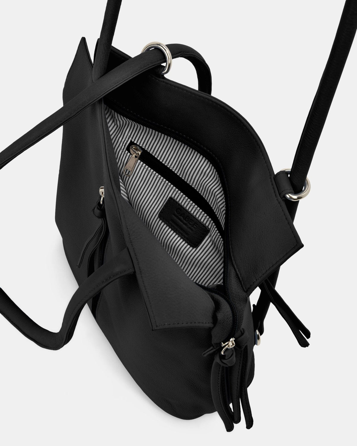 Ellie Leather 2 in 1 Convertible Shoulder Bag Backpack - Black