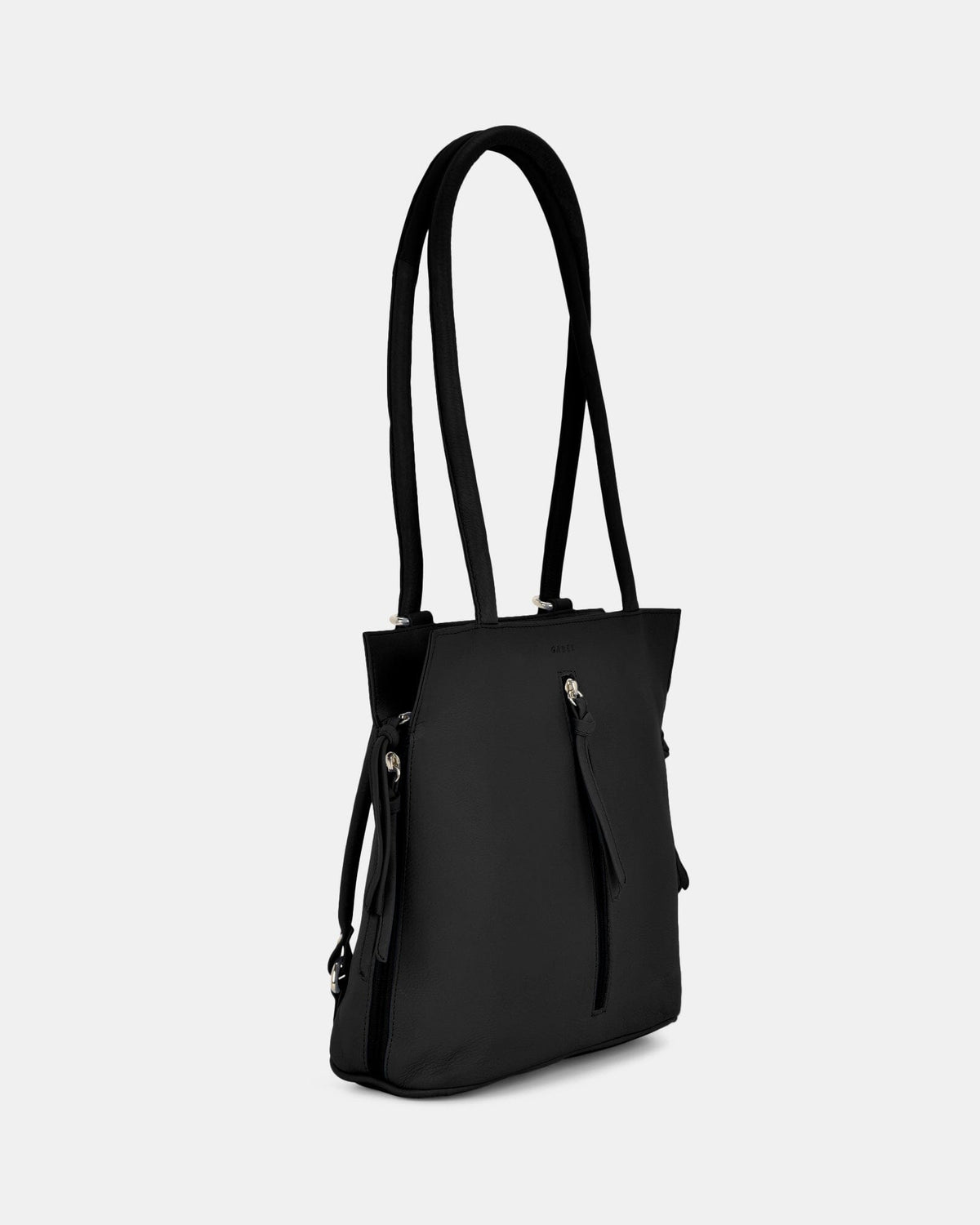 Ellie Leather 2 in 1 Convertible Shoulder Bag Backpack - Black