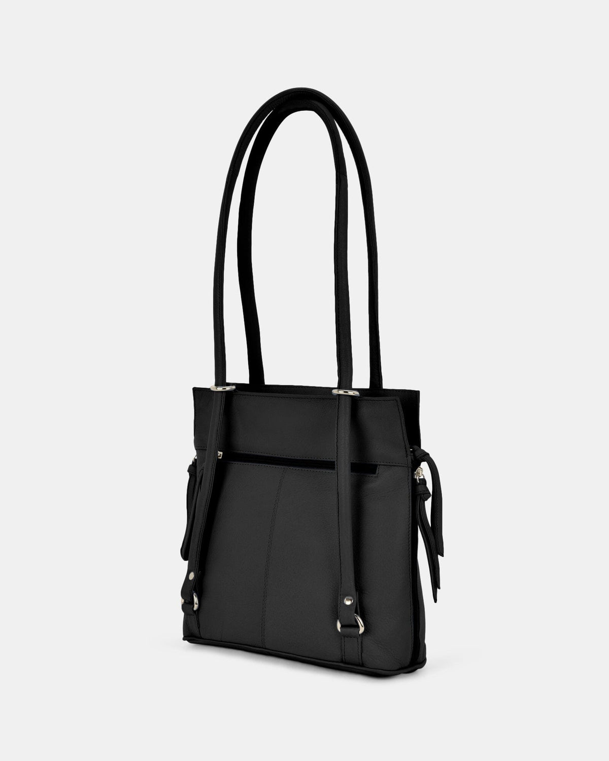 Ellie Leather 2 in 1 Convertible Shoulder Bag Backpack - Black