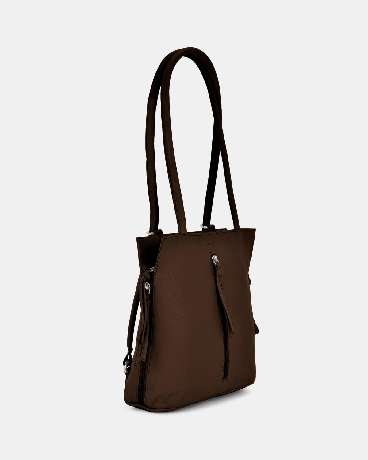 Ellie Leather 2 in 1 Convertible Shoulder Bag Backpack - Chocolate