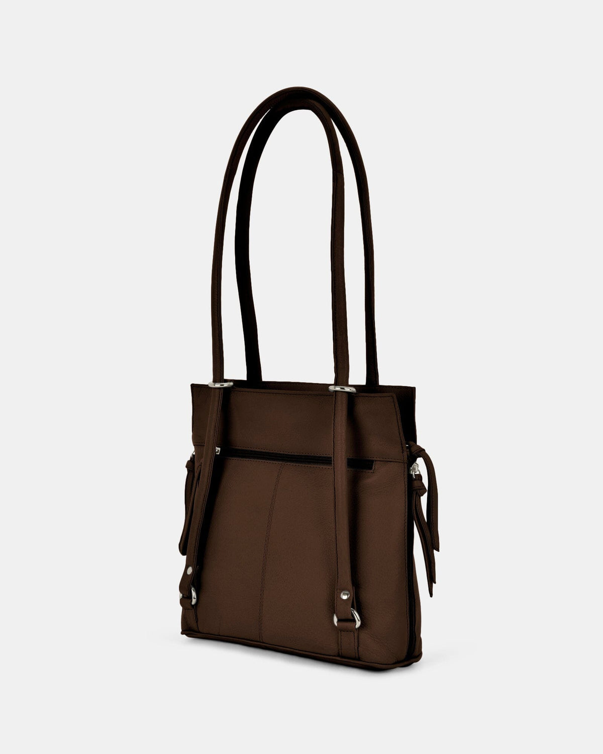 Ellie Leather 2 in 1 Convertible Shoulder Bag Backpack - Chocolate