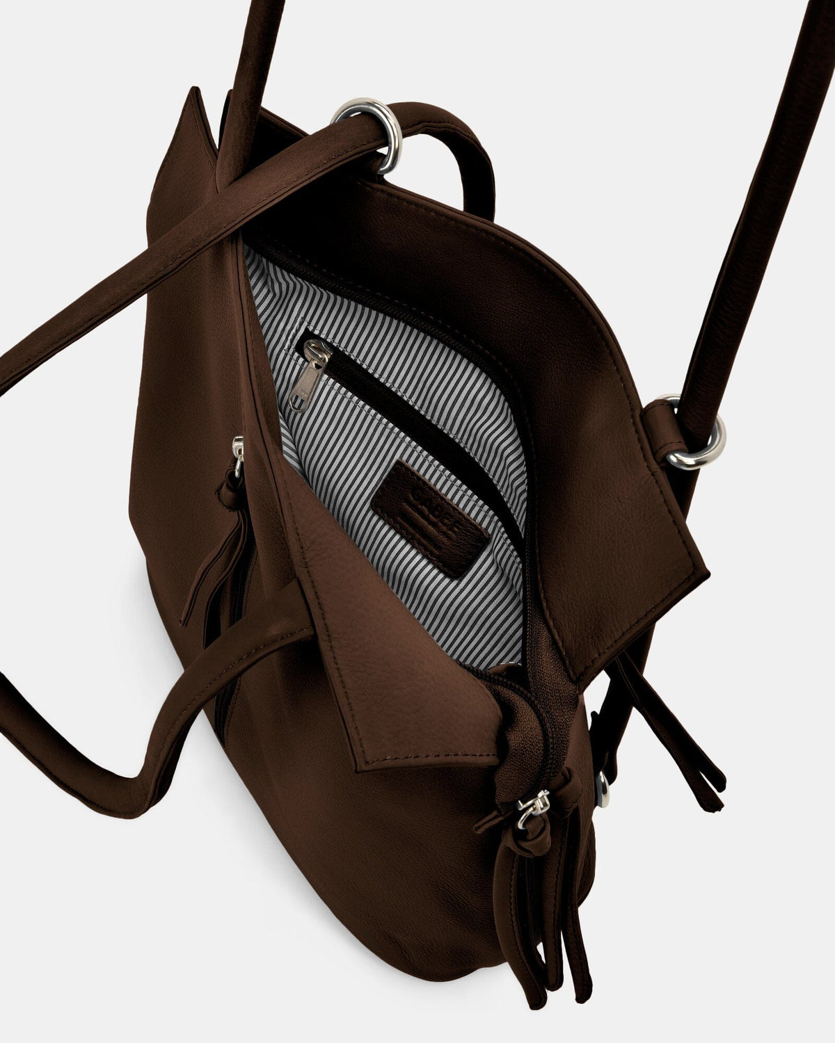 Ellie Leather 2 in 1 Convertible Shoulder Bag Backpack - Chocolate