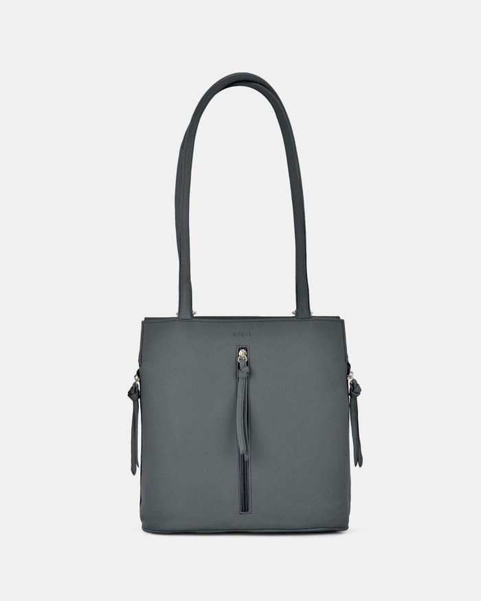 Ellie Leather 2 in 1 Convertible Shoulder Bag Backpack - Denim