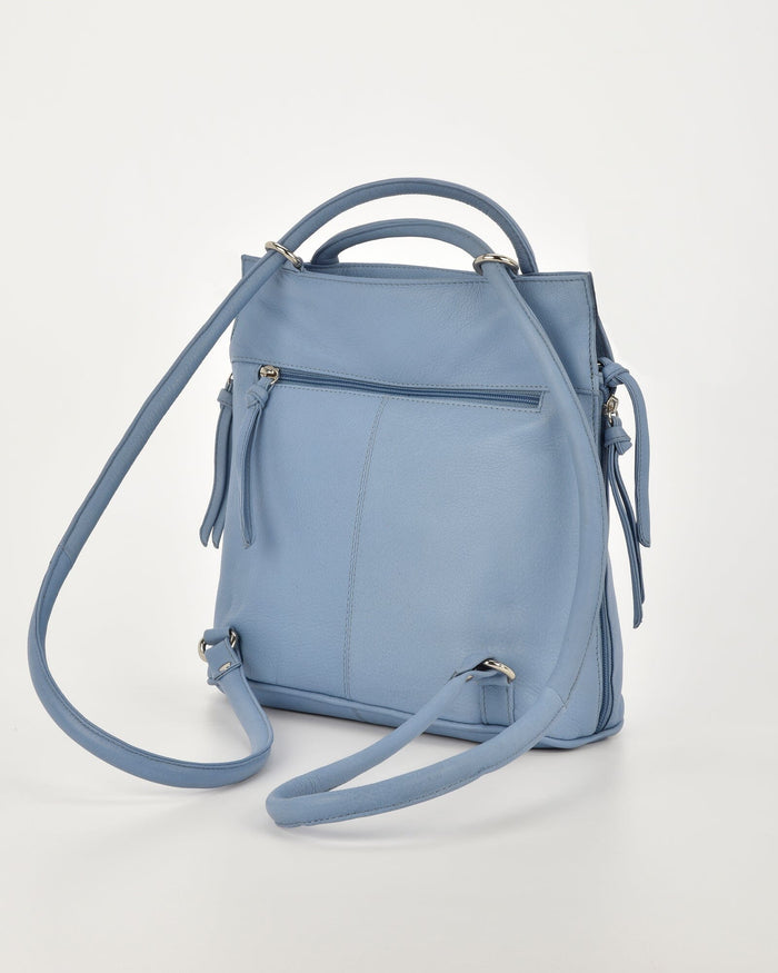 Ellie Leather 2 in 1 Convertible Shoulder Bag Backpack - Powder