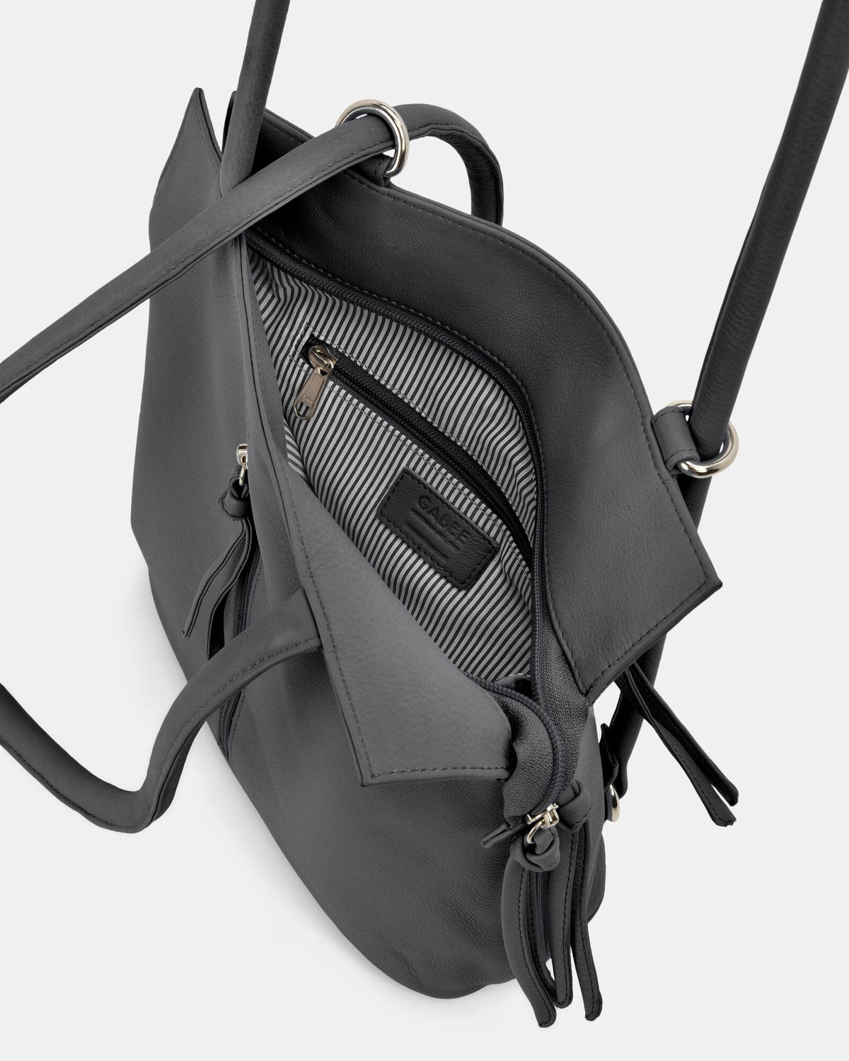 Ellie Leather 2 in 1 Convertible Shoulder Bag Backpack - Grey