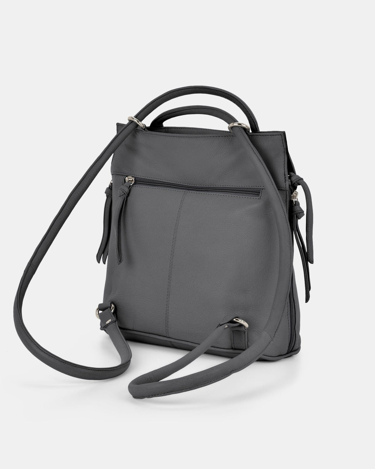 Ellie Leather 2 in 1 Convertible Shoulder Bag Backpack - Grey