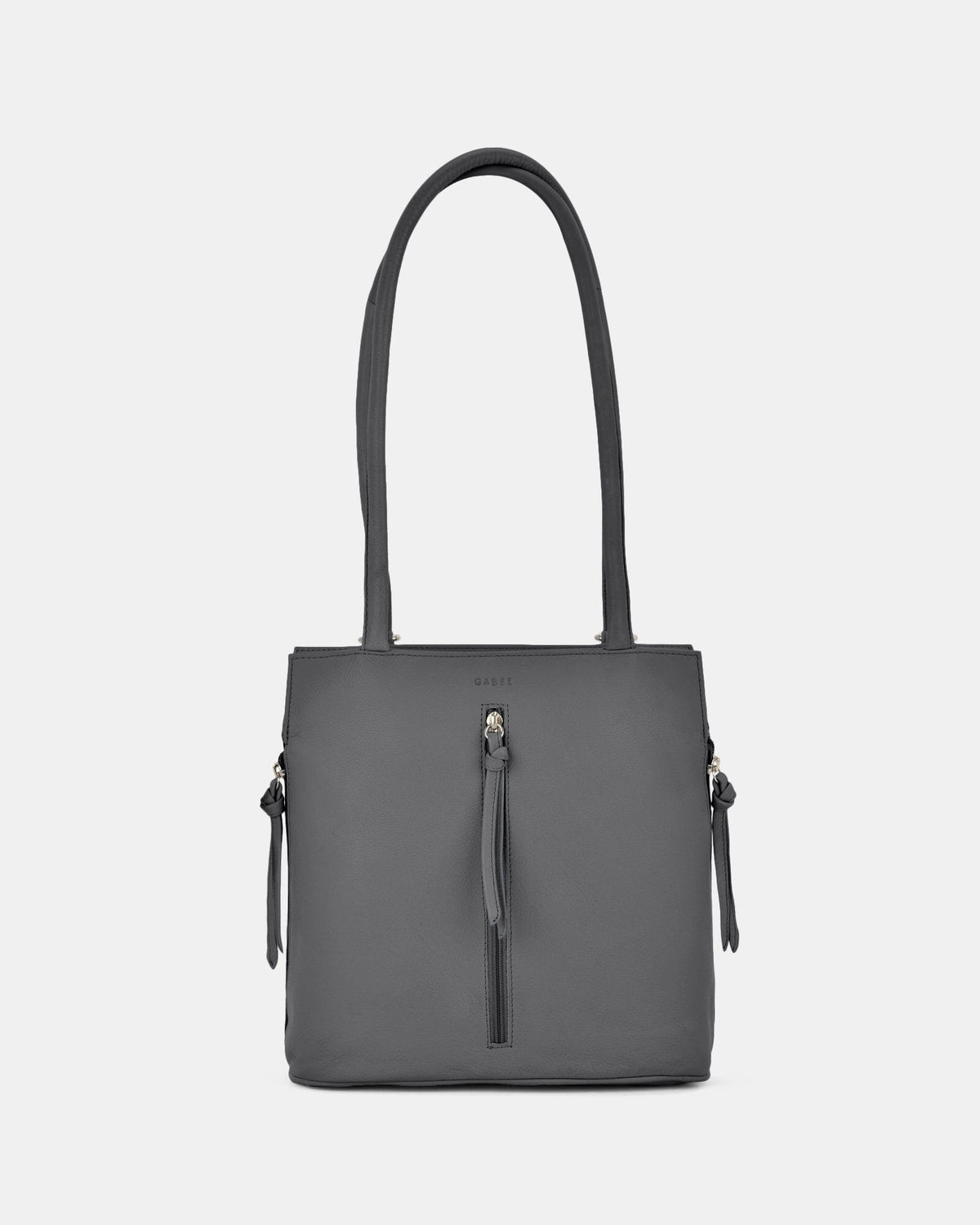 Ellie Leather 2 in 1 Convertible Shoulder Bag Backpack - Grey