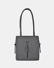 Ellie Leather 2 in 1 Convertible Shoulder Bag Backpack - Grey
