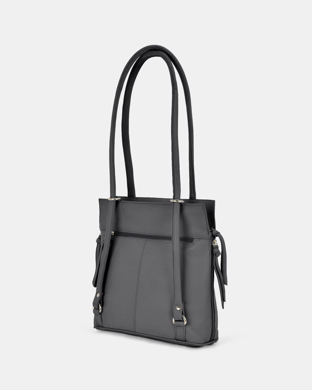 Ellie Leather 2 in 1 Convertible Shoulder Bag Backpack - Grey