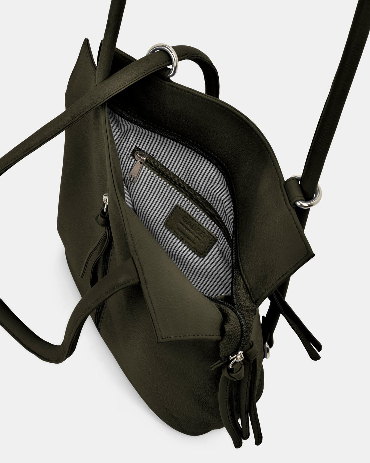 Ellie Leather 2 in 1 Convertible Shoulder Bag Backpack - Olive