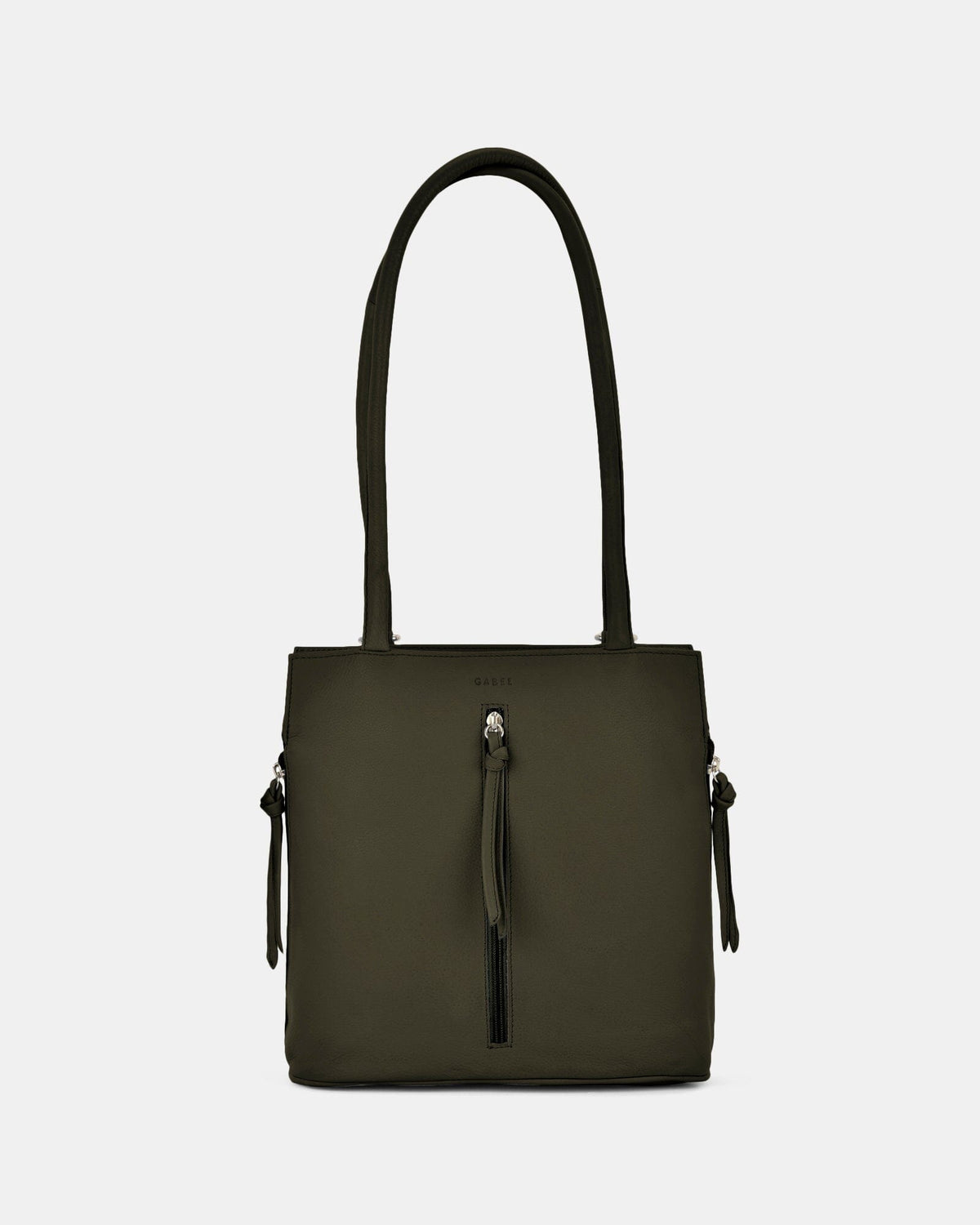 Ellie Leather 2 in 1 Convertible Shoulder Bag Backpack - Olive