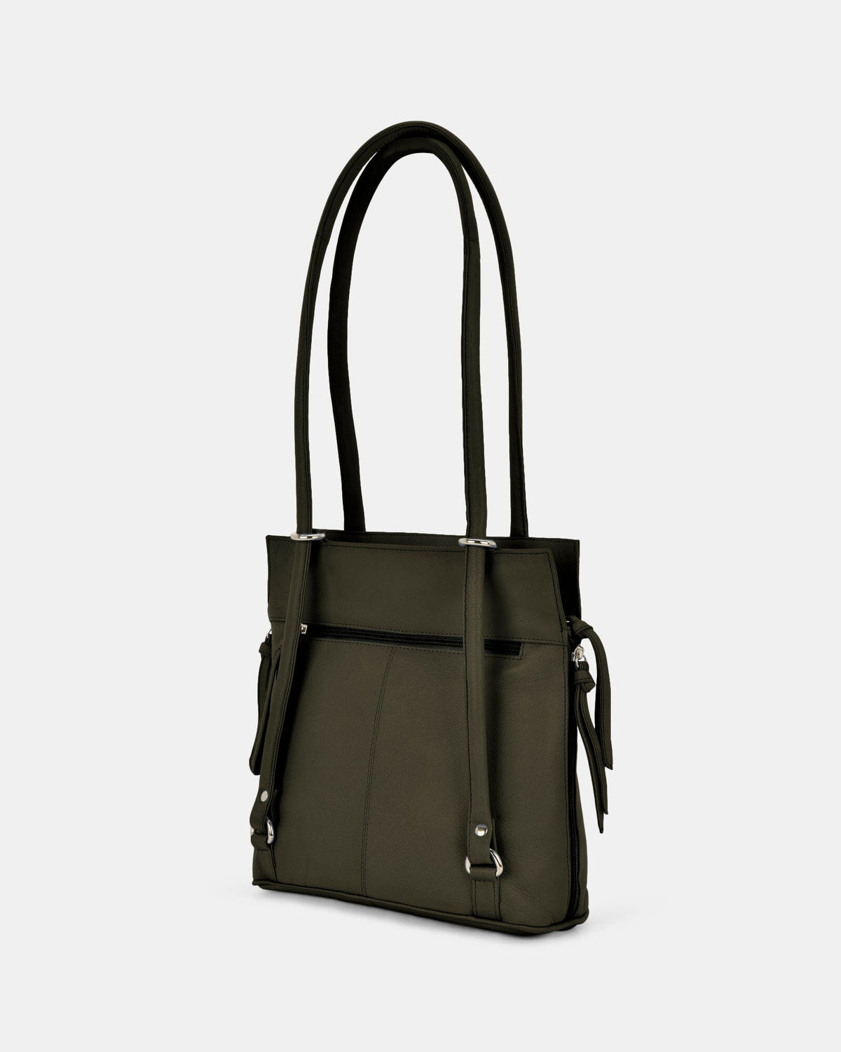 Ellie Leather 2 in 1 Convertible Shoulder Bag Backpack - Olive
