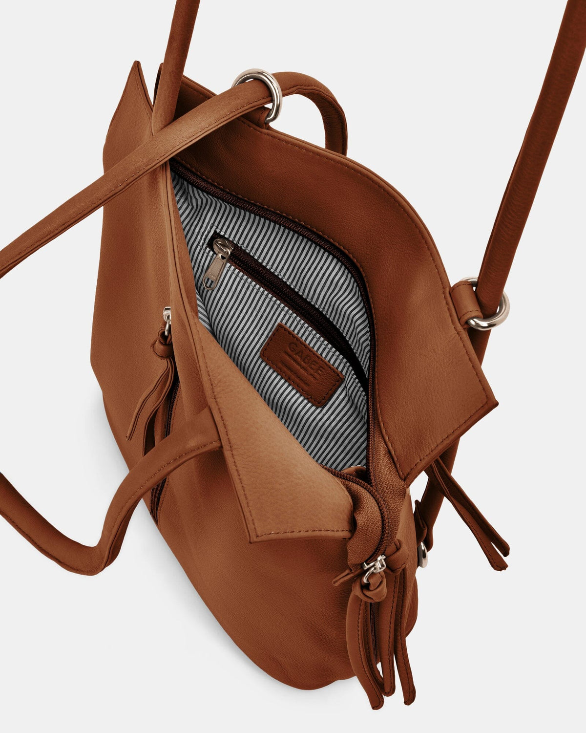 Ellie Leather 2 in 1 Convertible Shoulder Bag Backpack - Tan