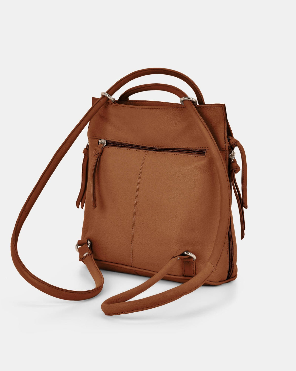 Ellie Leather 2 in 1 Convertible Shoulder Bag Backpack - Tan