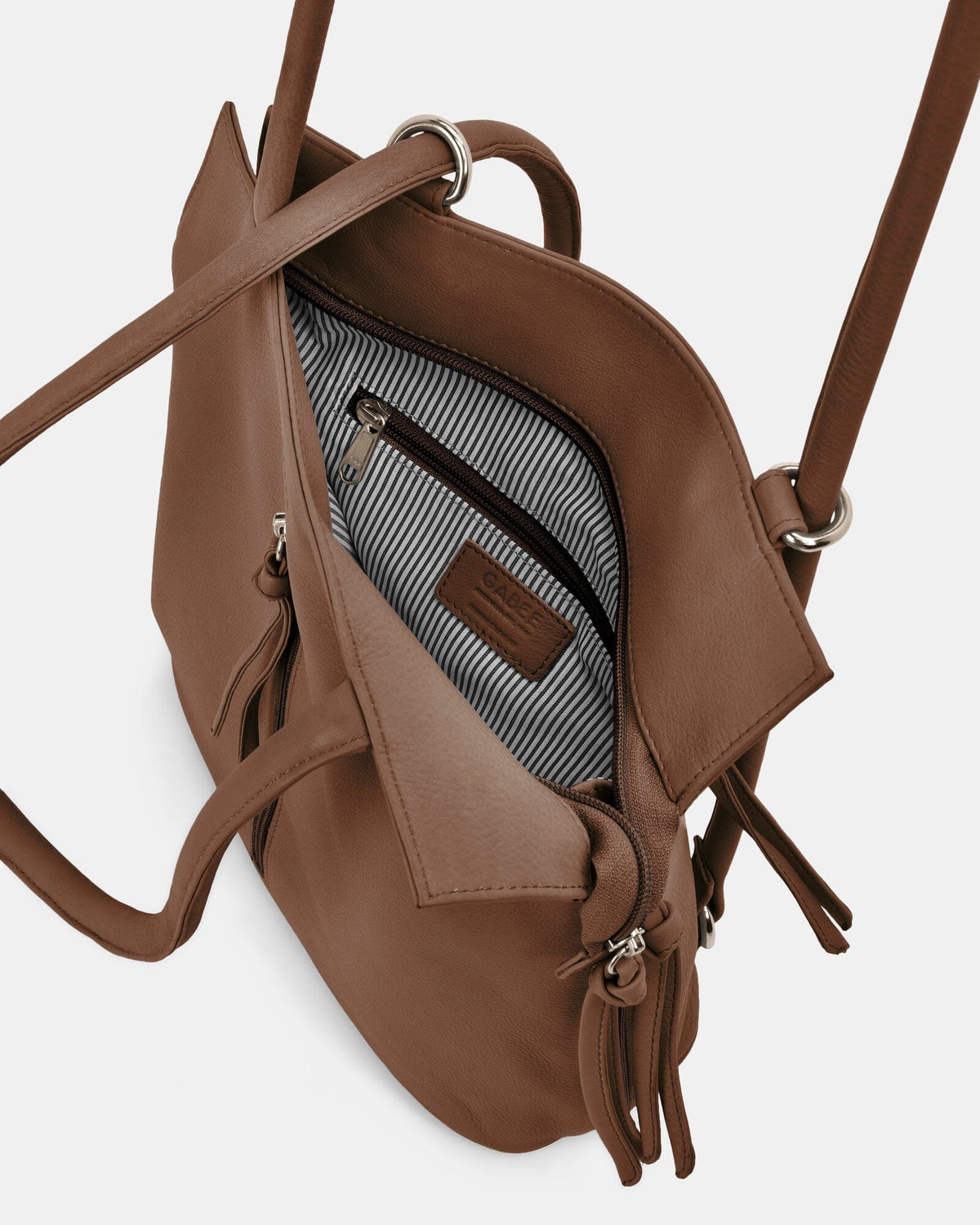 Ellie Leather 2 in 1 Convertible Shoulder Bag Backpack - Taupe