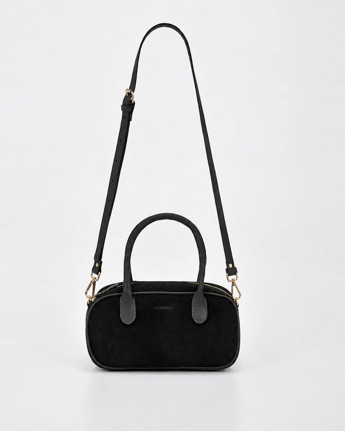 Elwood Suede & Leather Crossbody Bag - Black