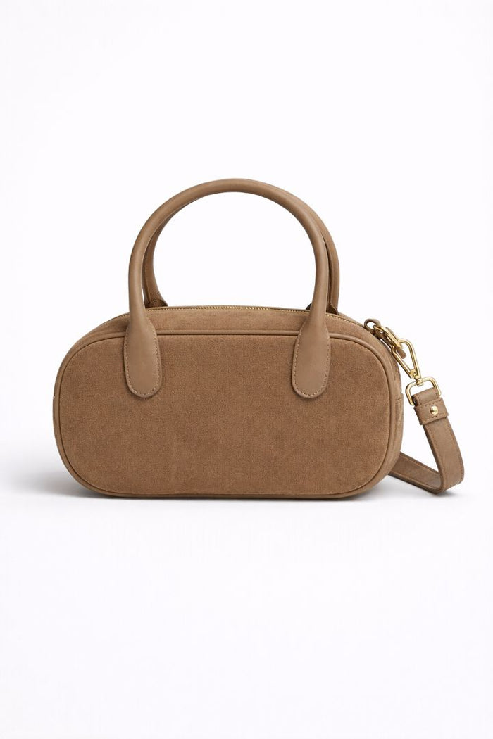 Elwood Suede & Leather Crossbody Bag - Taupe