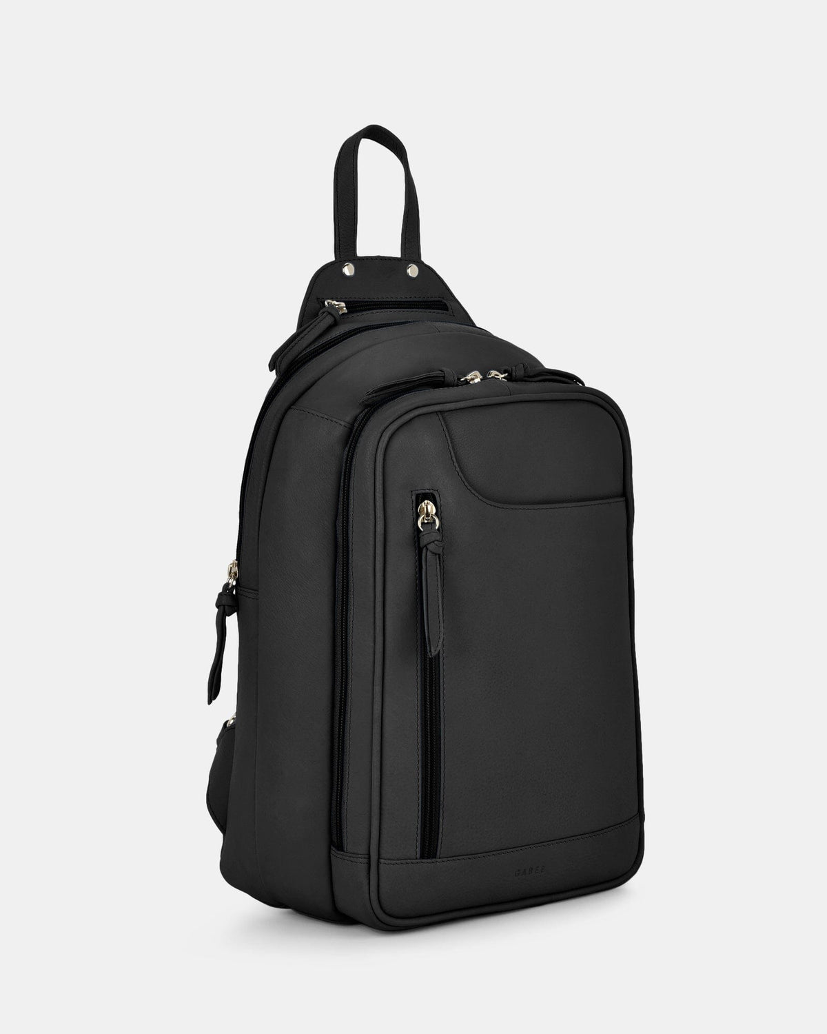 Emma Large Leather Backpack - Black