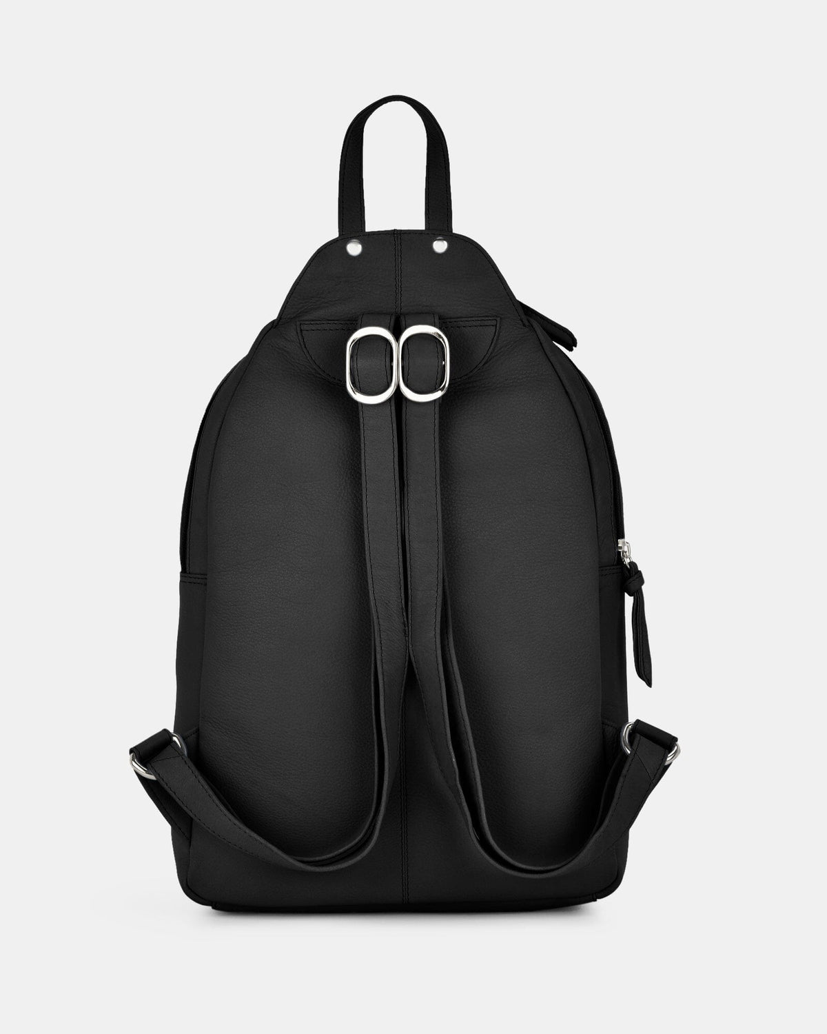 Emma Large Leather Backpack - Black