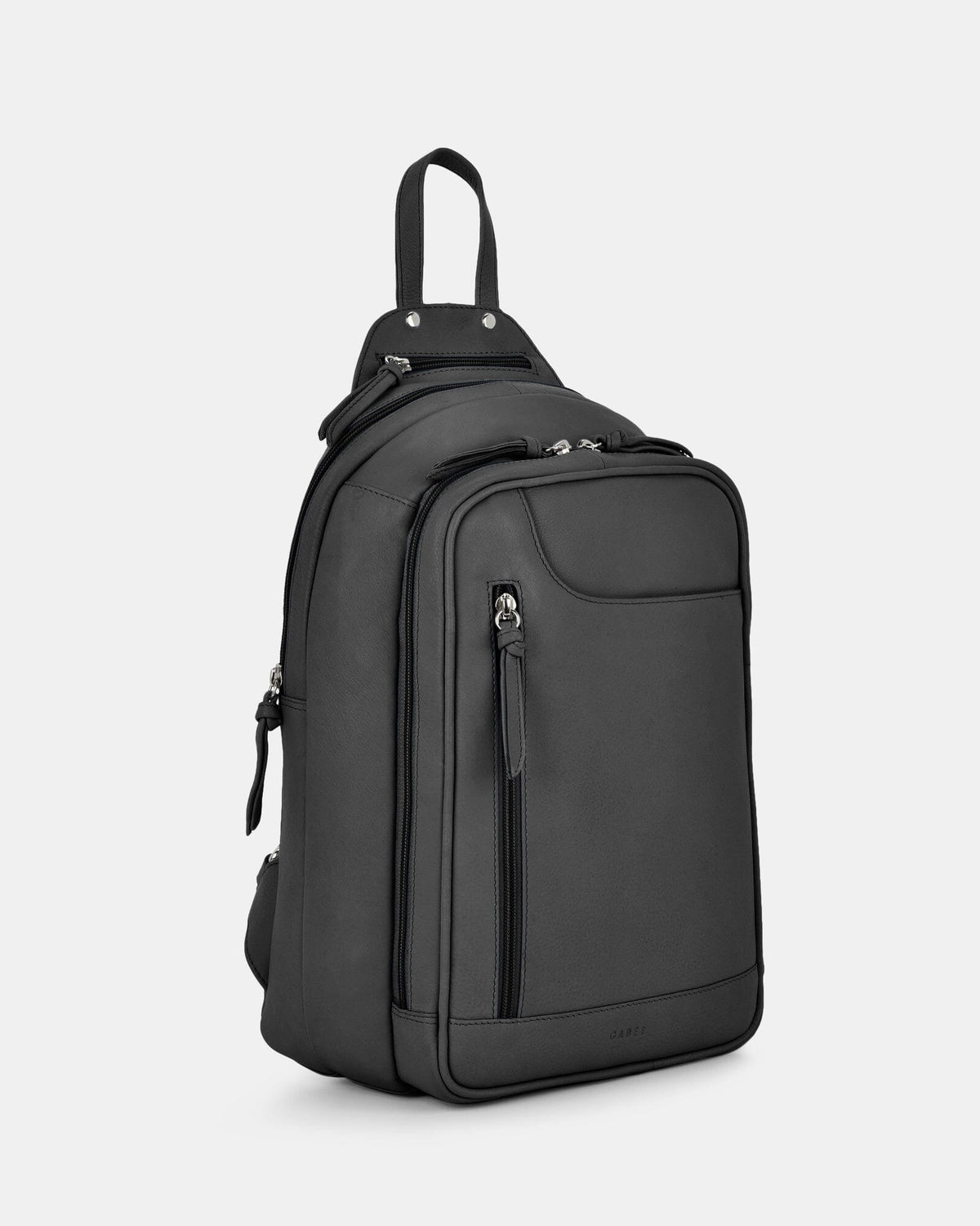Emma Large Leather Backpack - Grey