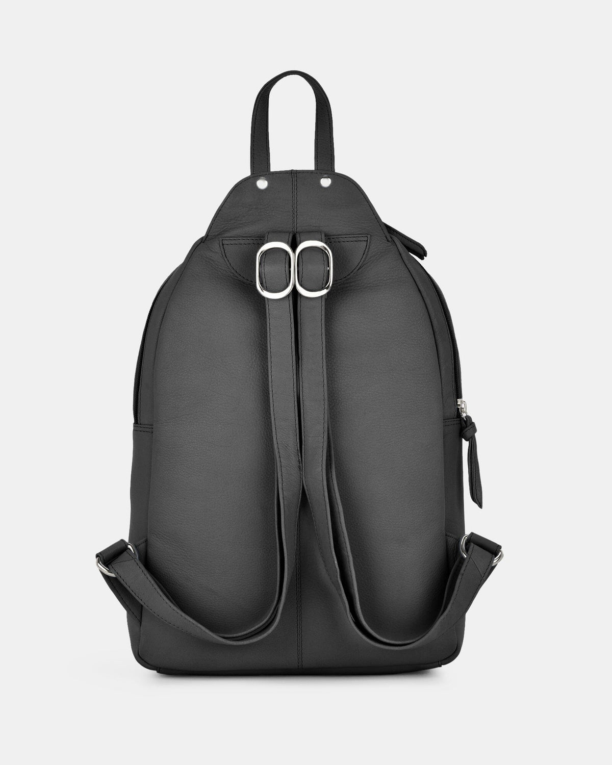 Emma Large Leather Backpack - Grey