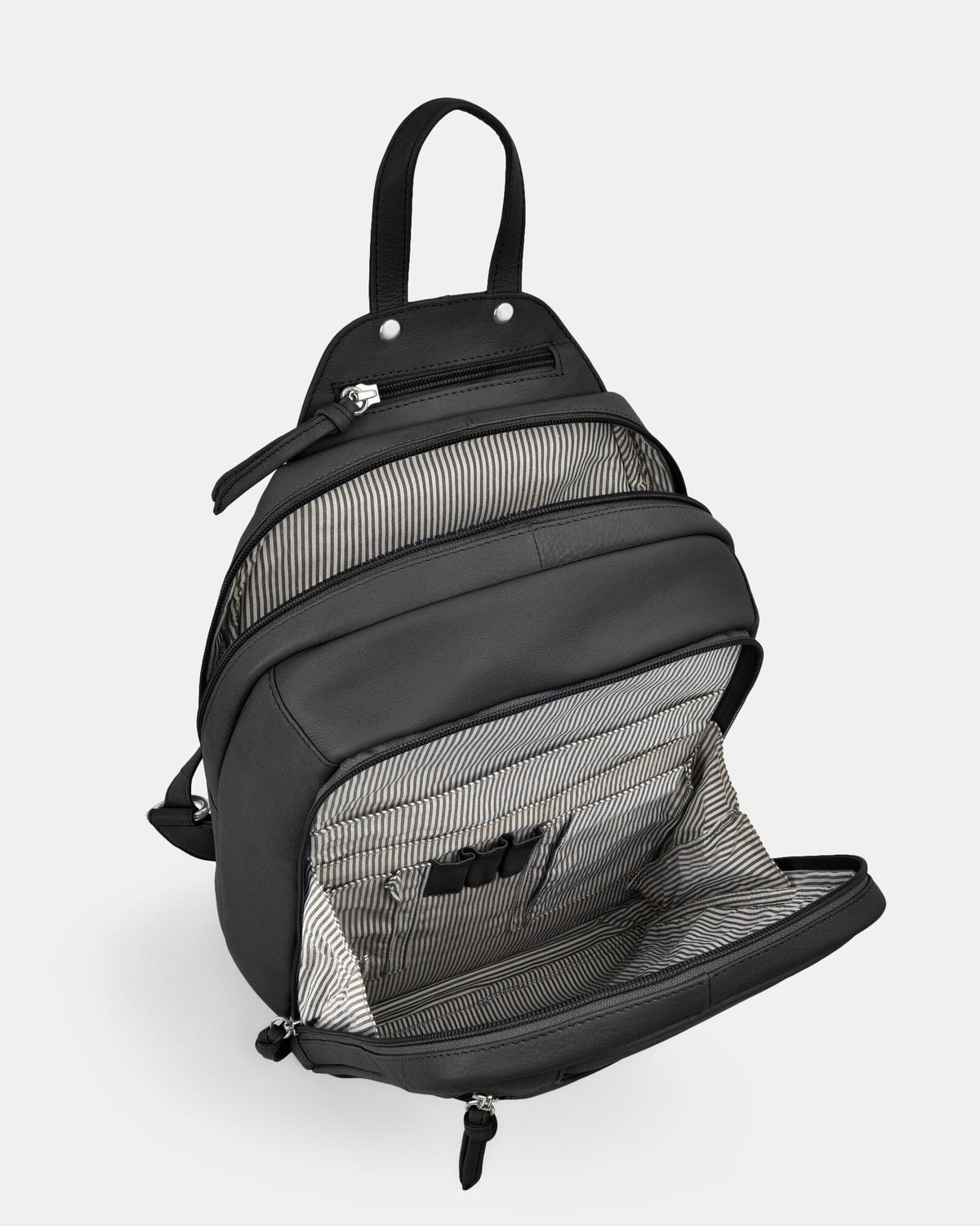 Emma Large Leather Backpack - Grey