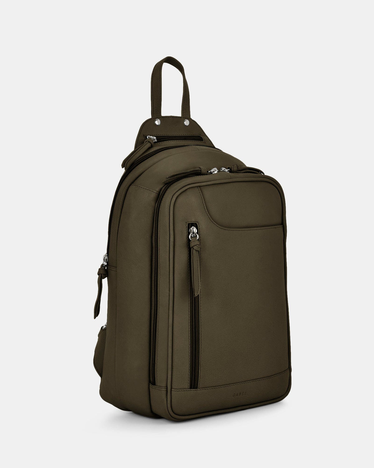 Emma Large Leather Backpack - Olive