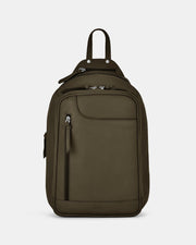 Emma Large Leather Backpack - Olive