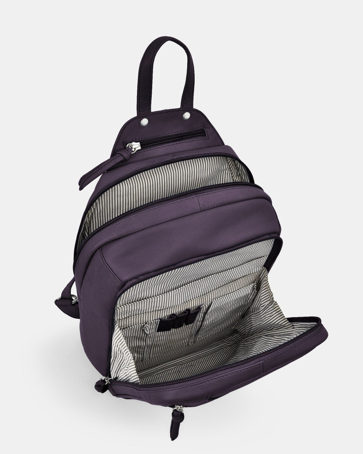 Emma Large Leather Backpack - Purple