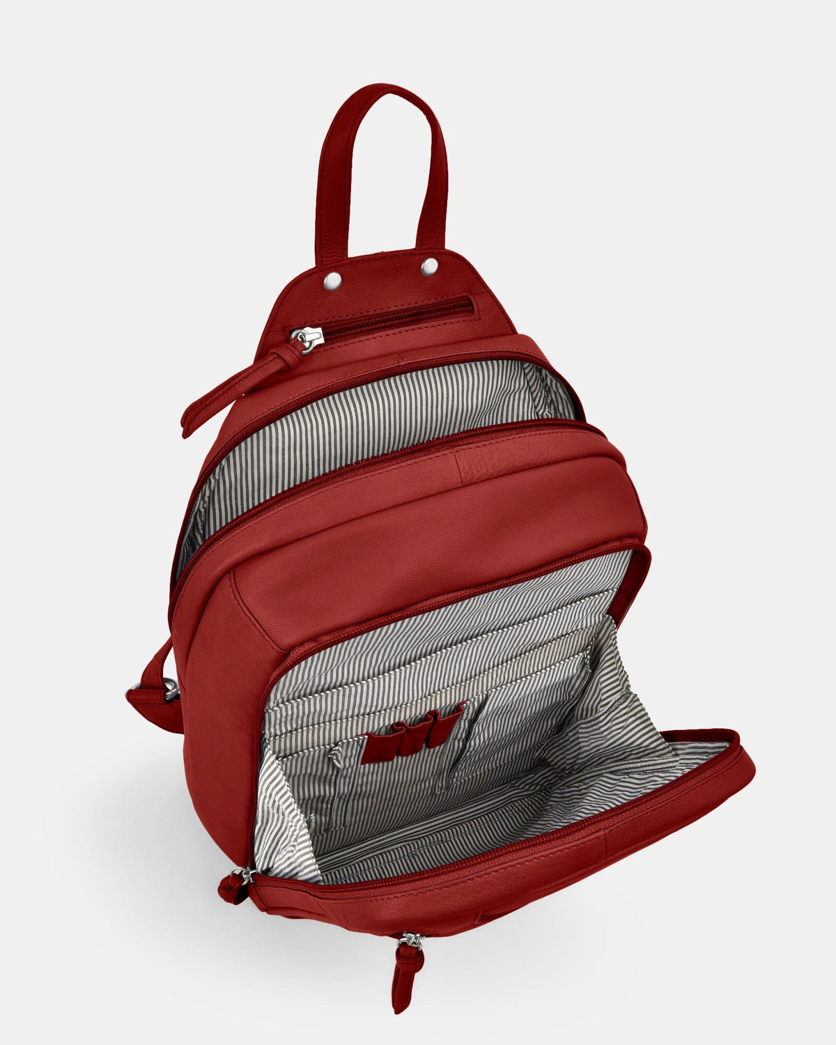 Emma Large Leather Backpack - Red
