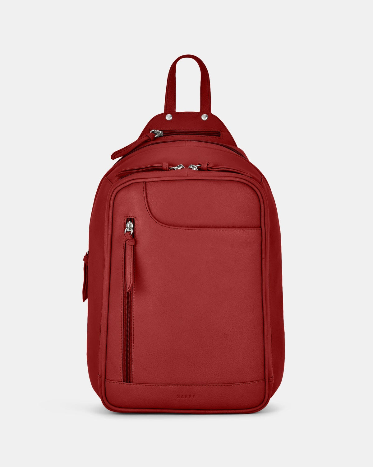 Emma Large Leather Backpack - Red