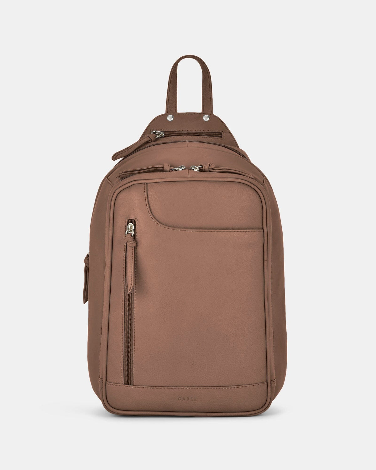 Emma Large Leather Backpack - Taupe