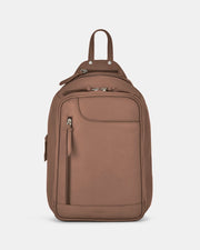 Emma Large Leather Backpack - Taupe