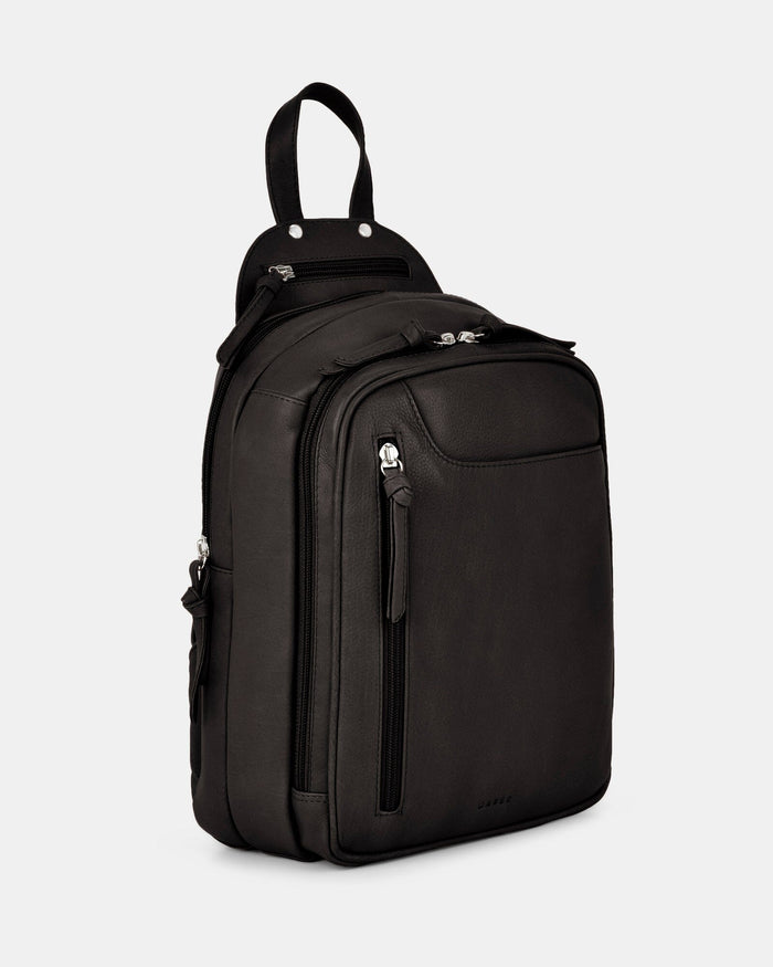 Emma Mini Leather Backpack - Black