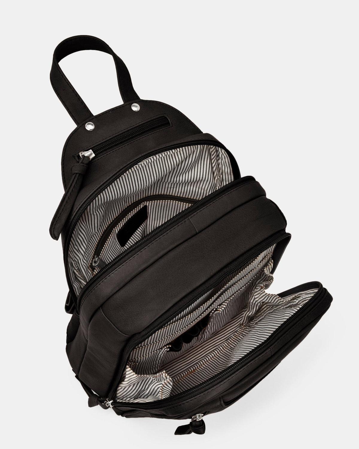 Emma Mini Leather Backpack - Black