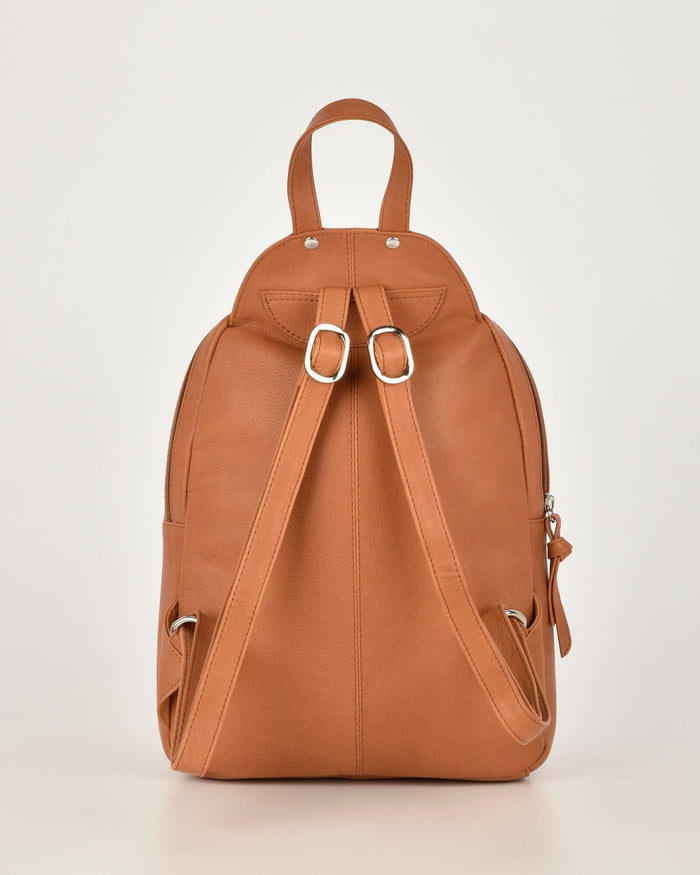 Emma Mini Leather Backpack - Tan