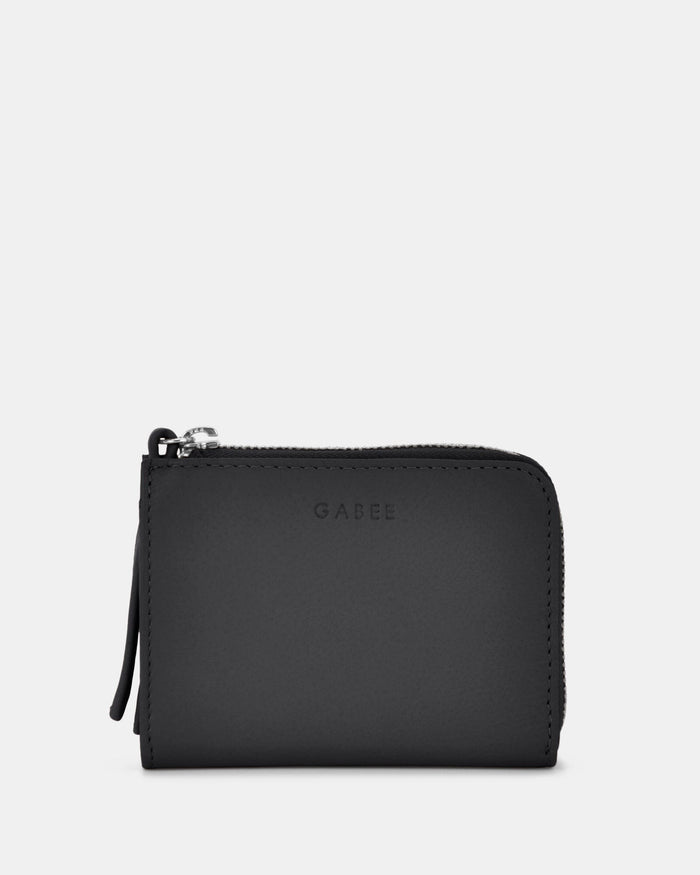 Emmi RFID Safe Leather Small Zip Around Wallet - Black