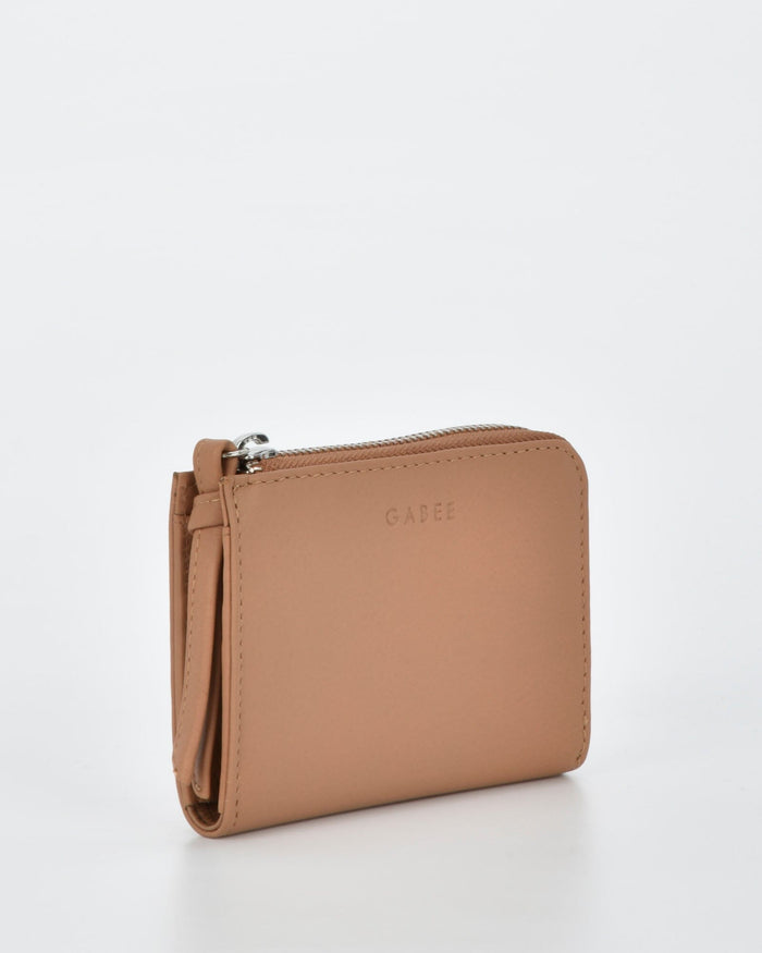 Emmi RFID Safe Leather Small Zip Around Wallet - Camel