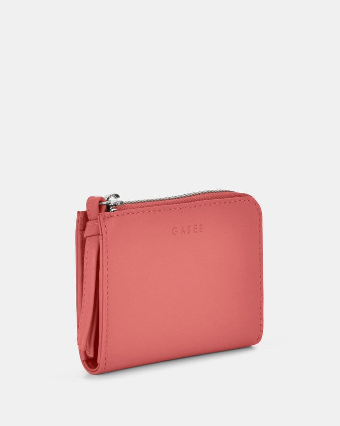 Emmi RFID Safe Leather Small Zip Around Wallet - Coral