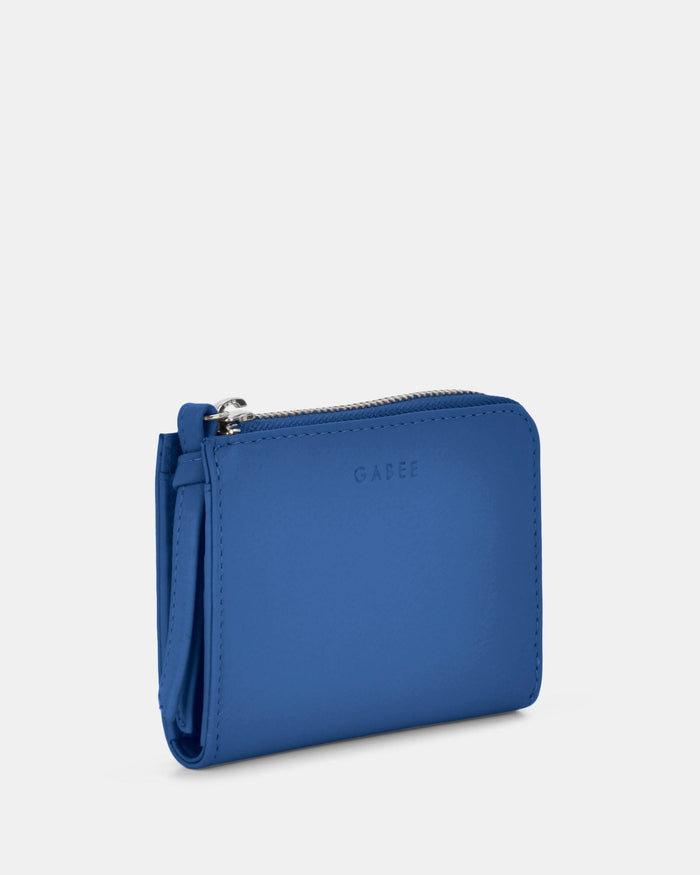 Emmi RFID Safe Leather Small Zip Around Wallet - Indigo