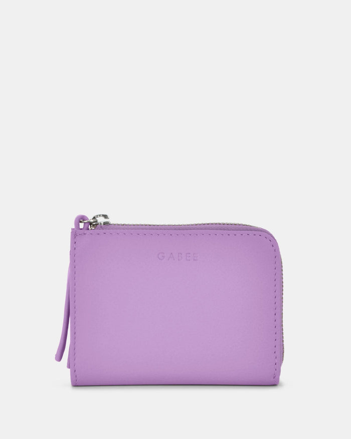 Emmi RFID Safe Leather Small Zip Around Wallet - Lavender