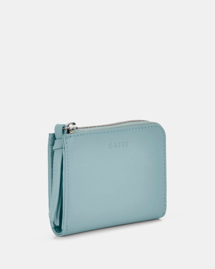 Emmi RFID Safe Leather Small Zip Around Wallet - Ocean