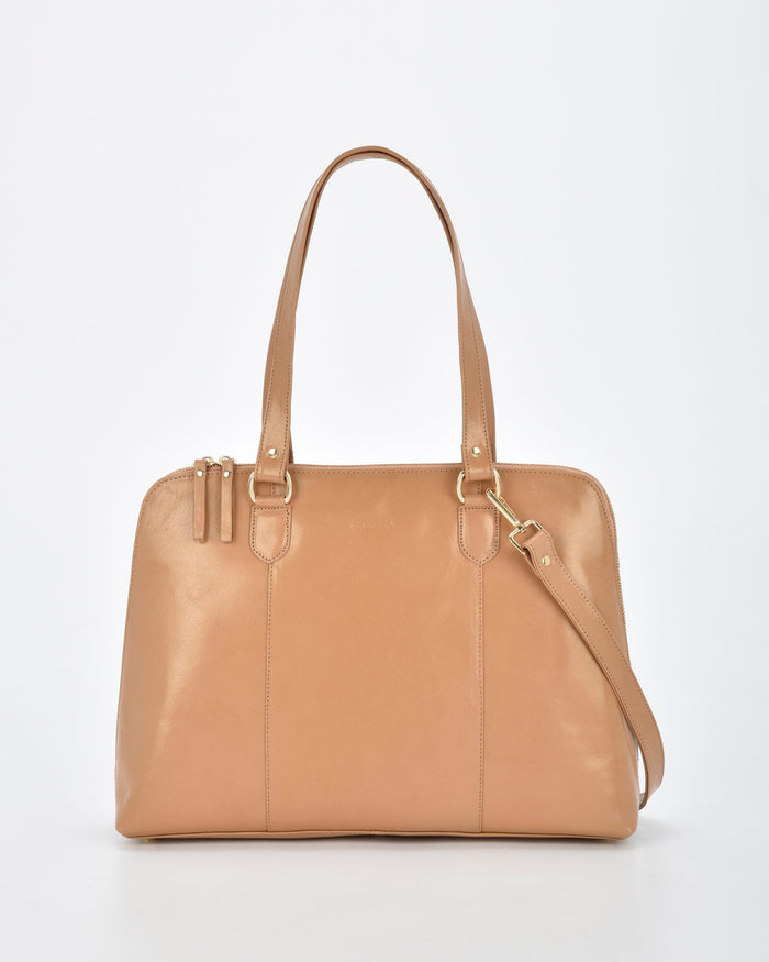 Fawkner Structured Leather Business Bag - Camel